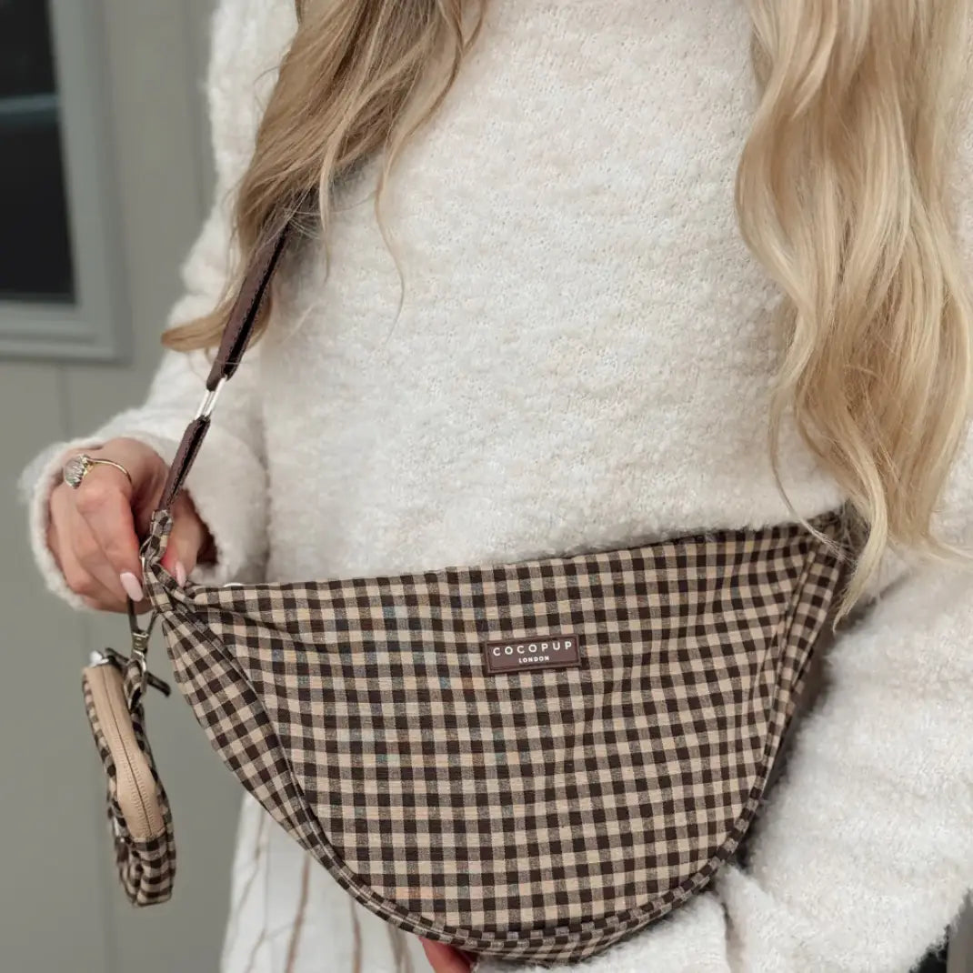 Cocopup London Crossbody Crescent Dog Walking Bag - Cotswolds Check