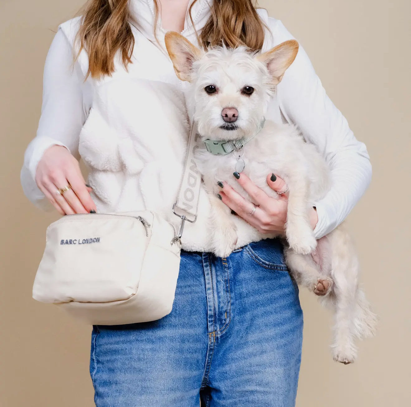 Cream Dog Walking Bag | Treat Pocket & Waste Dispenser