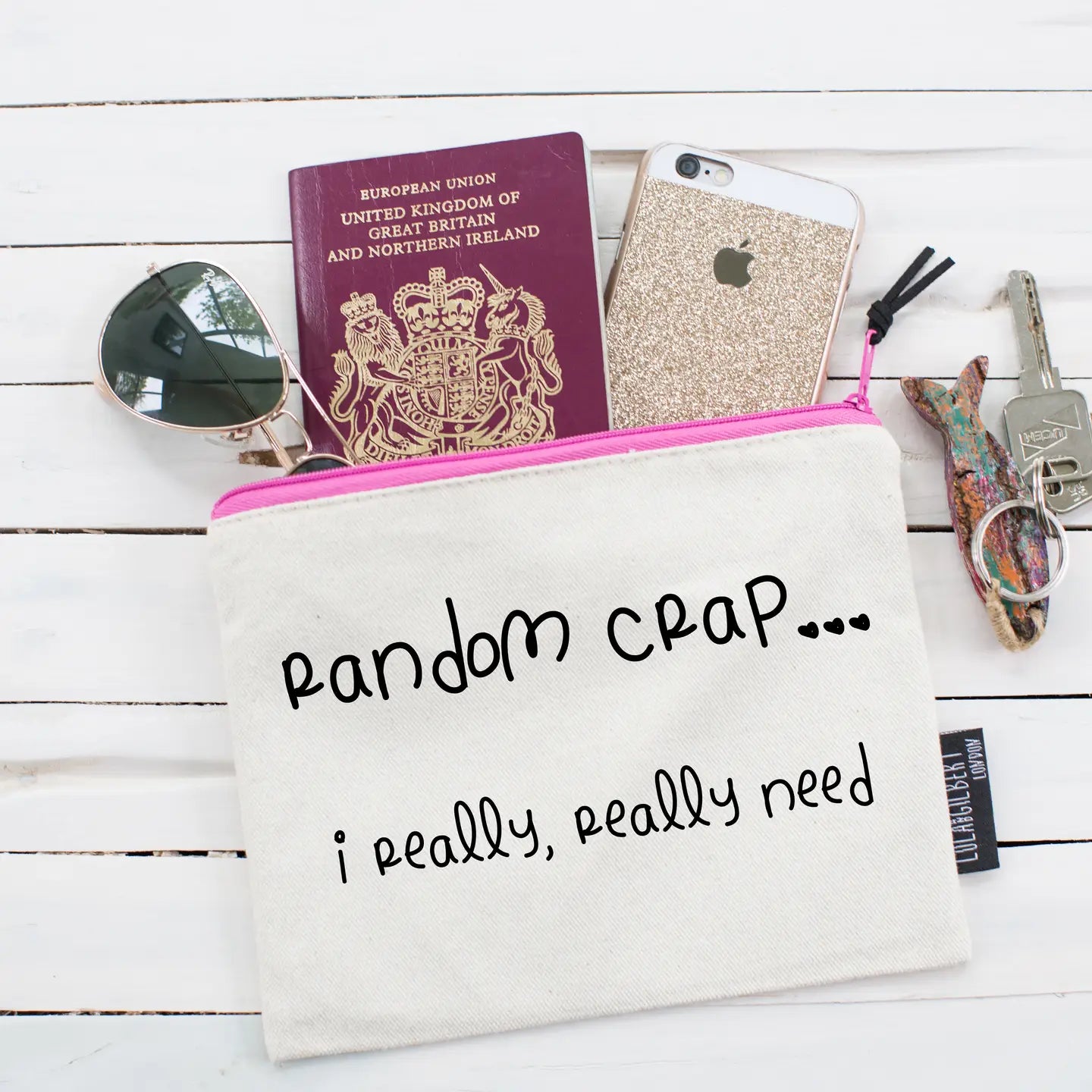 'random Crap, I Really Really Need' Zippered Pouch