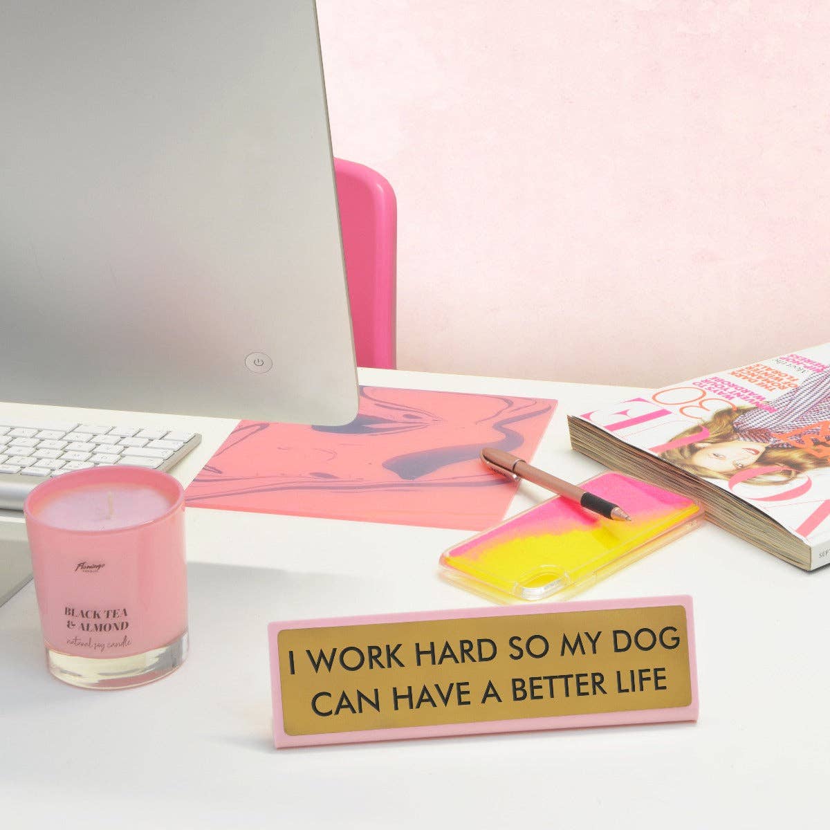 I Work Hard so my Dog Can Have a Better Life Desk Plate Sign: Medium