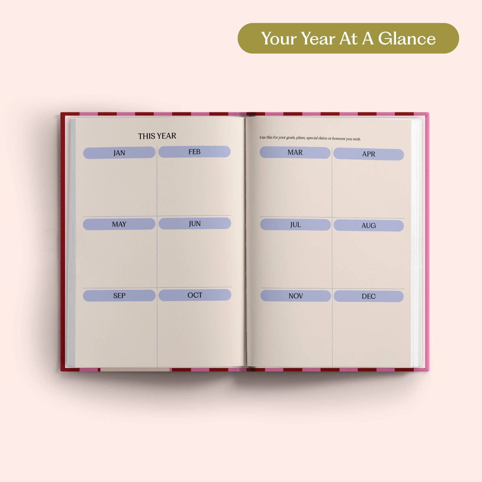 2027 Diary | A5 Hardcover Week to View | Pink & Red Stripe