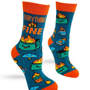 Everything Is Fine Dumpster Fire Women's Crew Socks