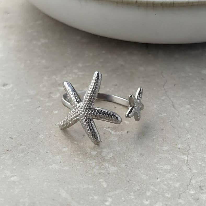 Tarnish Resistant Starfish Open Ring: Gold