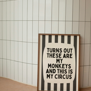 Turns Out These Are My Monkeys And This Is My Circus | Charcoal and Cream | Wall Art Print: Lustre / A3