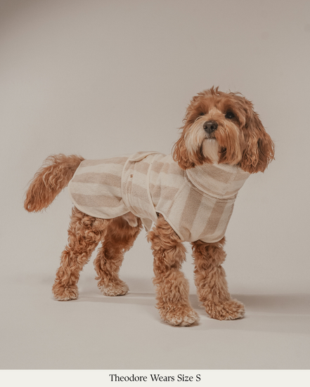 Hazelnut Stripe | The Cosy Cloak Drying Robe: XXS