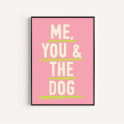 Me, You & The Dog Art Print: Pink & Red / A3 / Unframed