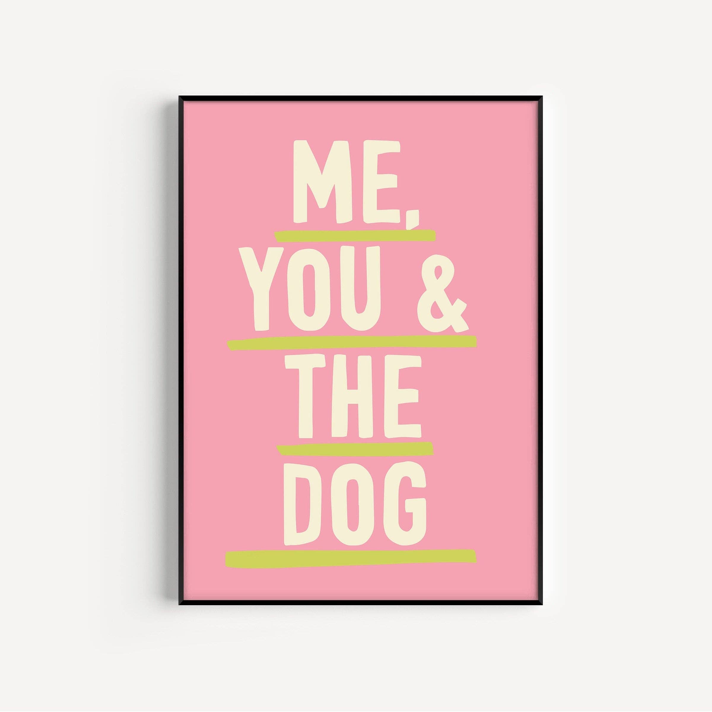 Me, You & The Dog Art Print: Pink & Red / A3 / Unframed
