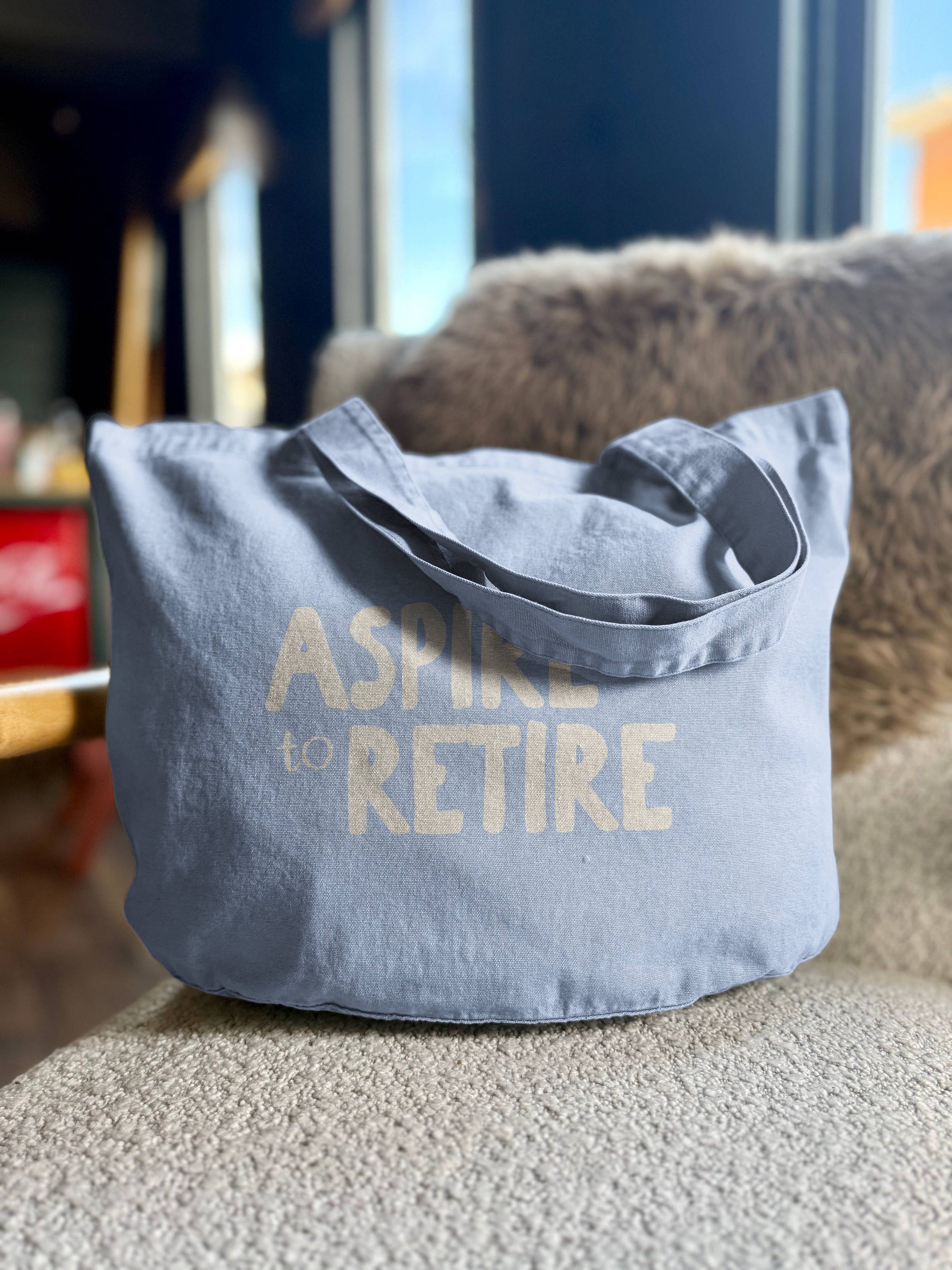 Aspire To Retire | Tote Bag: Vintage Light Blue