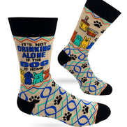 It’s Not Drinking Alone if the Dog is Home Men's Novelty Crew Socks