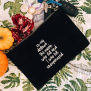 In my defence the moon was full and I was left unsupervised black cotton canvas zip pouch bag