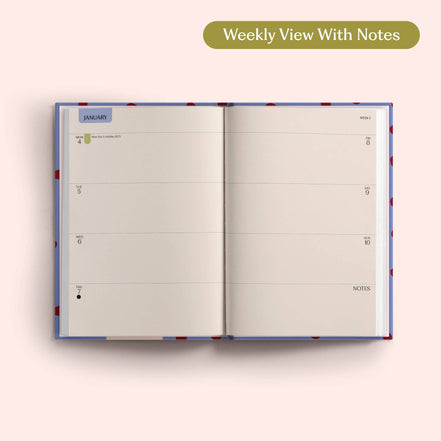 2027 Diary | A5 Hardcover Week to View | Purple Polka