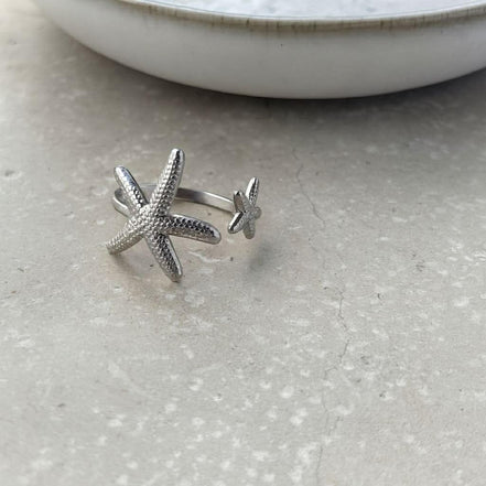 Tarnish Resistant Starfish Open Ring: Gold
