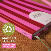 2027 Diary | A5 Hardcover Week to View | Pink & Red Stripe