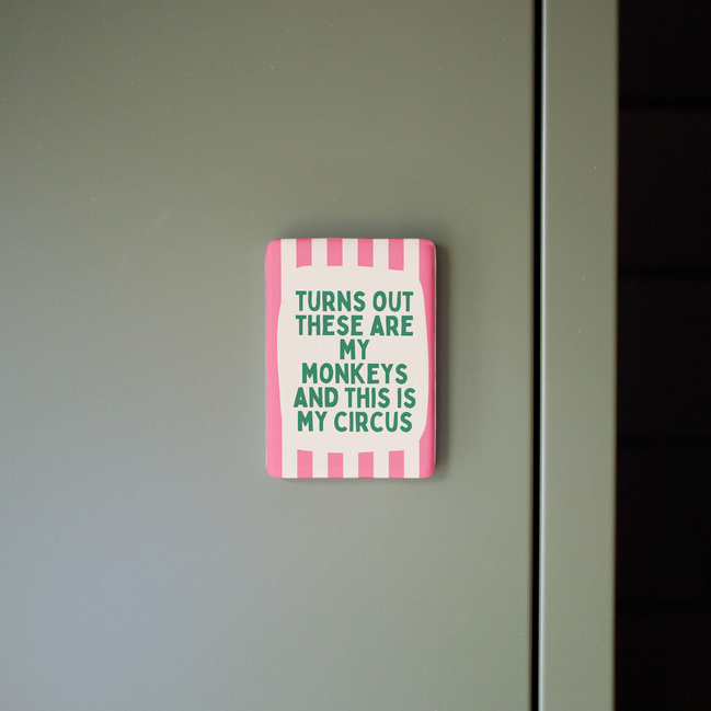 Turns Out These Are My Monkeys | Ceramic Magnet: Teal & Blush Pink