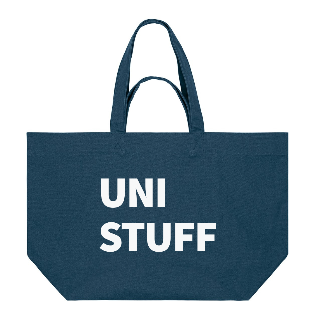 PREMIUM AIRFORCE BLUE TOTE BAG WITH WHITE PRINT: WORK STUFF