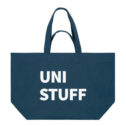 PREMIUM AIRFORCE BLUE TOTE BAG WITH WHITE PRINT: WORK STUFF