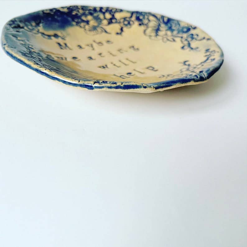 Maybe Swearing Will Help - little ceramic dish. Made in Wales. Free UK delivery: Pink