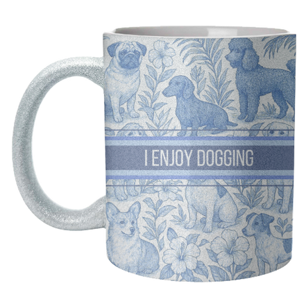 Mugs 'I Enjoy Dogging' by Lilly Rose: Mug Colour Inner & Handle 11oz - Blue