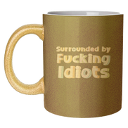 Mugs 'Surrounded by fucking idiots': Mug Colour Inner & Handle 11oz - Orange