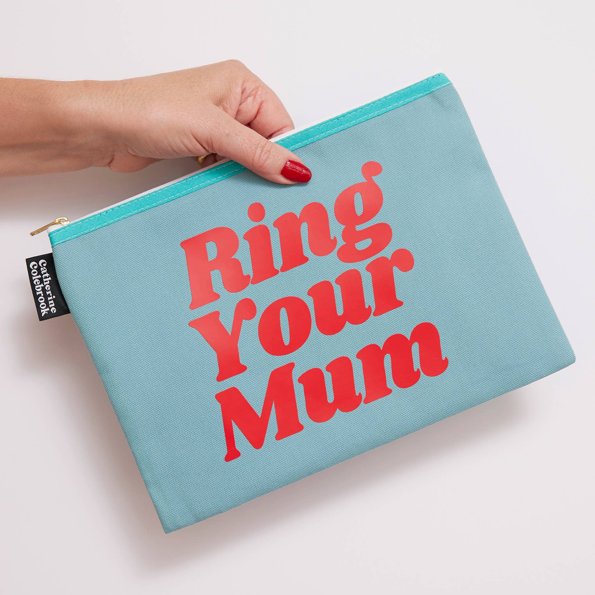 Ring Your Mum Purse/Pouch: Navy with orange