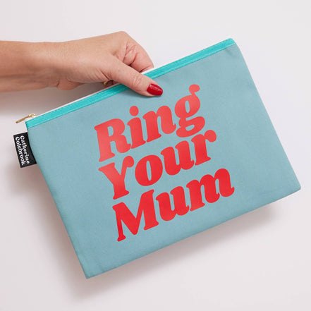 Ring Your Mum Purse/Pouch: Navy with orange