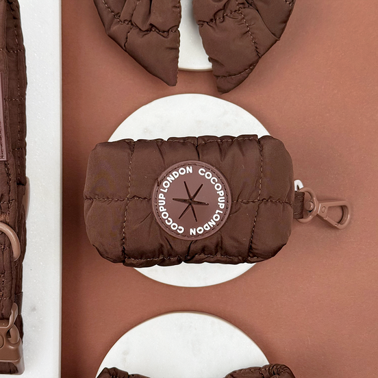 Espresso Quilted Poop Bag Holder