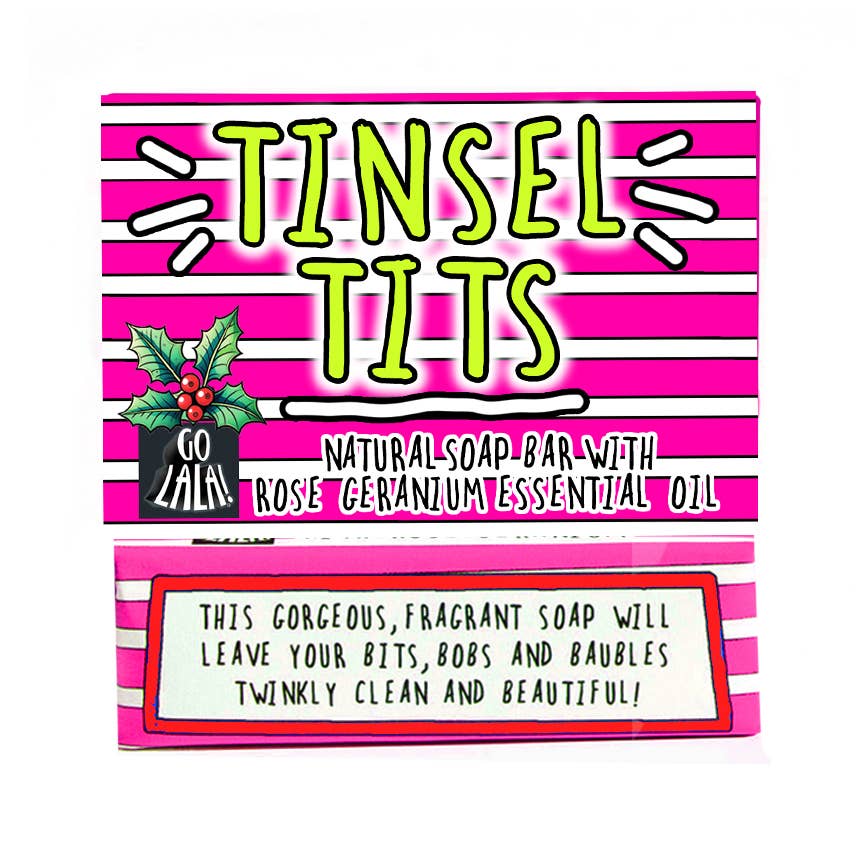 Tinsel Tits Christmas Soap Rose Geranium Funny Gift