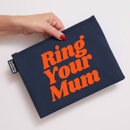 Ring Your Mum Purse/Pouch: Navy with orange