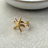 Tarnish Resistant Starfish Open Ring: Gold