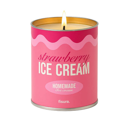 Metal tin candle "strawberry ice cream" strawberry and cream scent