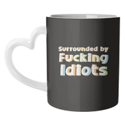 Mugs 'Surrounded by fucking idiots': Mug Colour Inner & Handle 11oz - Orange