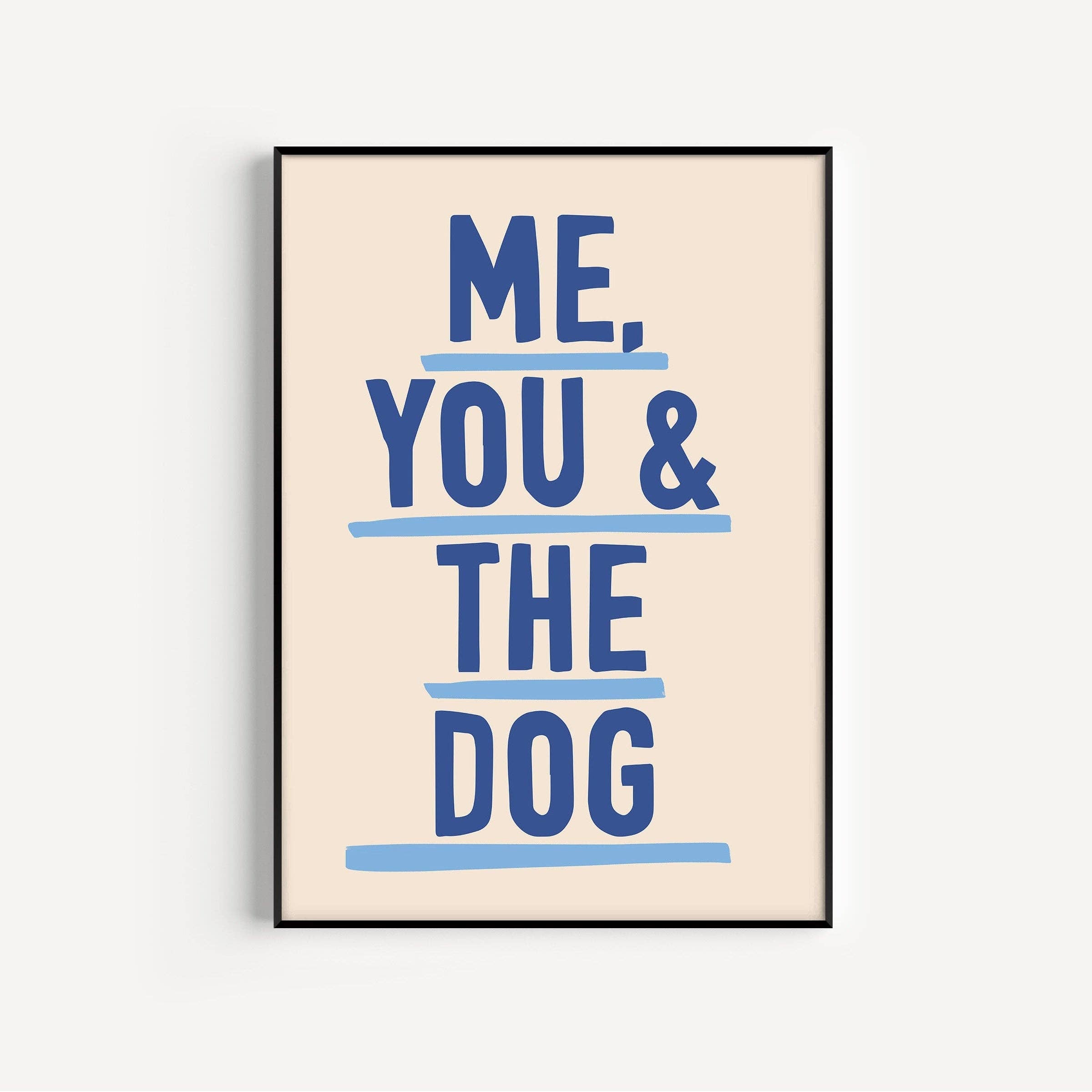 Me, You & The Dog Art Print: Pink & Red / A3 / Unframed