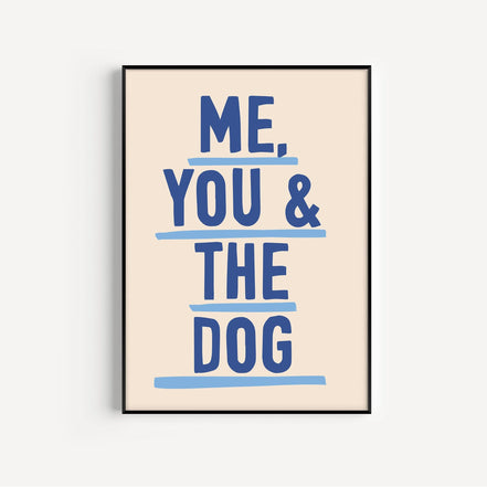 Me, You & The Dog Art Print: Pink & Red / A3 / Unframed
