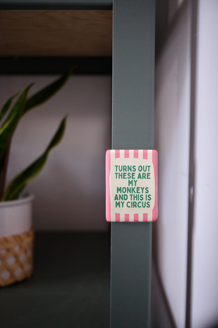 Turns Out These Are My Monkeys | Ceramic Magnet: Teal & Blush Pink