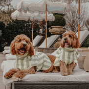 Matcha Stripe | The Cosy Cloak Drying Robe: M