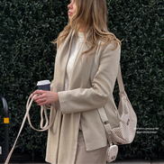 Crossbody Crescent Dog Walking Bag - London Linen Stripes