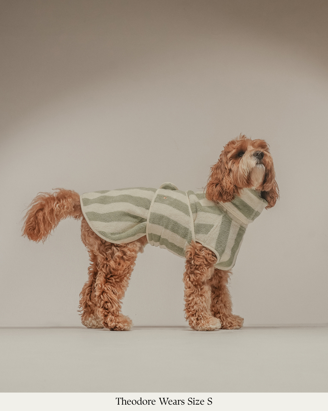 Matcha Stripe | The Cosy Cloak Drying Robe: M