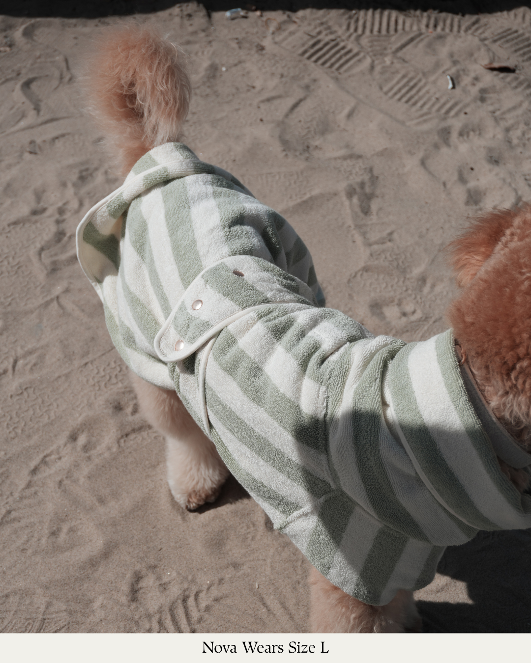 Matcha Stripe | The Cosy Cloak Drying Robe: M