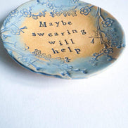 Maybe Swearing Will Help - little ceramic dish. Made in Wales. Free UK delivery: Pink