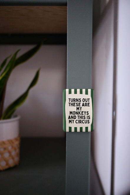 Turns Out These Are My Monkeys | Ceramic Magnet: Teal & Blush Pink