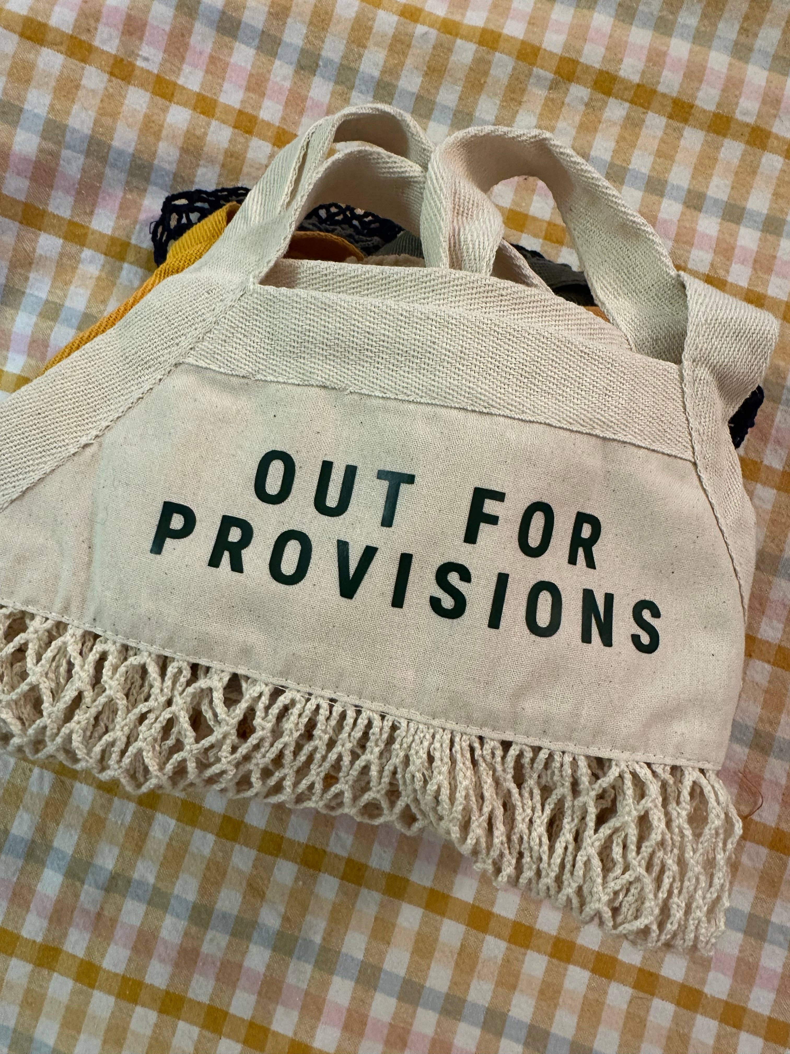 Mesh Grocery Shopper: Cream- dark green out for provisions / Regular