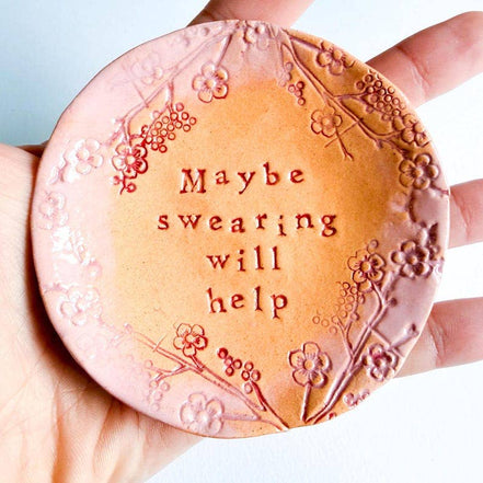 Maybe Swearing Will Help - little ceramic dish. Made in Wales. Free UK delivery: Sky Blue