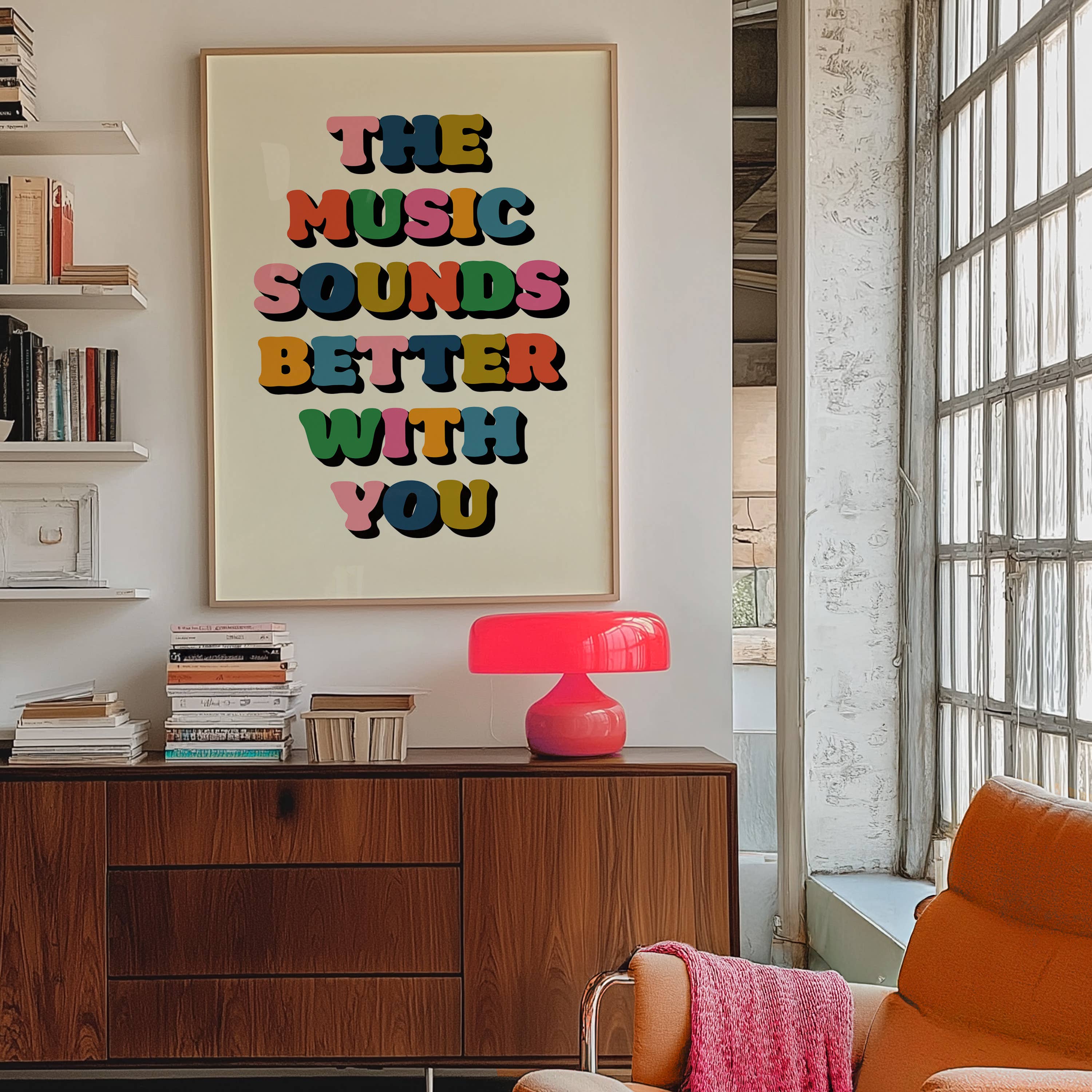 The Music Sounds Better With You Print: Multi with Blue / A3