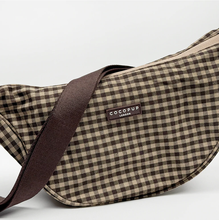 Crossbody Crescent Dog Walking Bag - Cotswolds Check