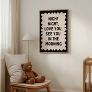 Night Night, Love You | Black and Cream | Art Print: Lustre / A3