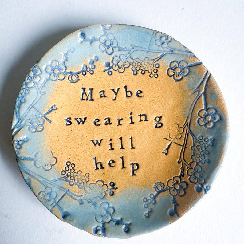 Maybe Swearing Will Help - little ceramic dish. Made in Wales. Free UK delivery: Pink