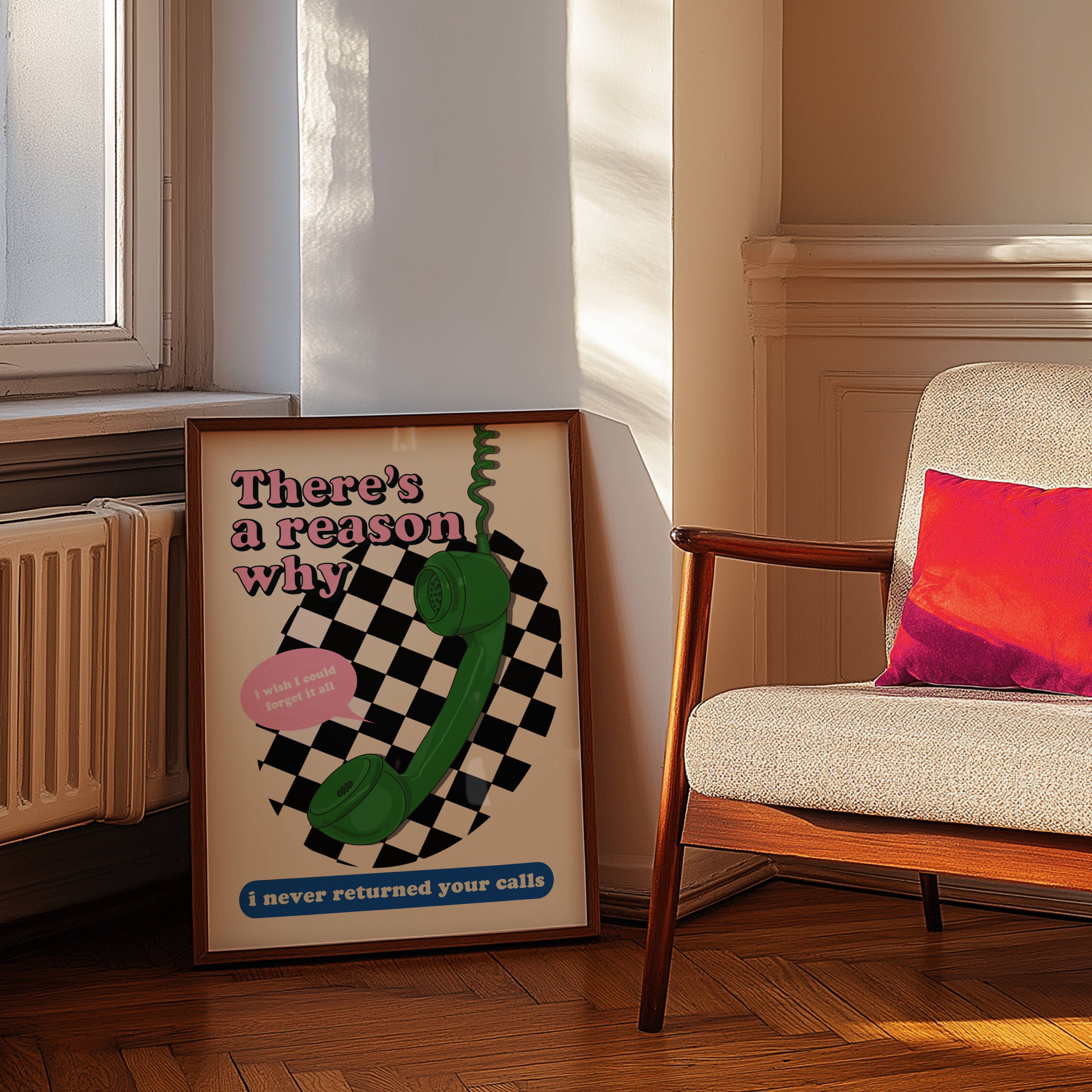 There's A Reason Why Art Print: Green/Pink/Blue / A3
