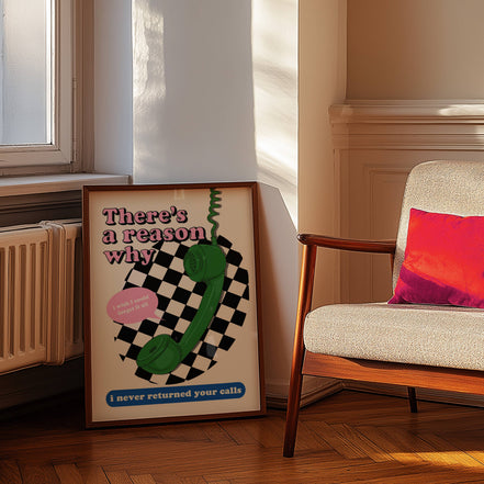 There's A Reason Why Art Print: Green/Pink/Blue / A3