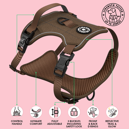 Trail & Glow Tweed Dog Harness - Oxford Tweed: M