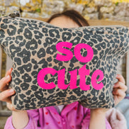 Leopard Print Pouch- So Cute - Dottie’s Design: Hot pink